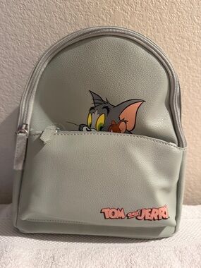 Tom and Jerry Mini Backpack Cartoon Gray Loungefly Style Bag Cute Peekabo